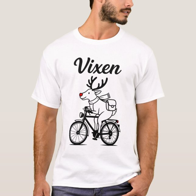 Vixen Renen Ridning på Cykel T Shirt (Framsida)