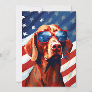 Vizsla 4:e juli Independence day Julkort