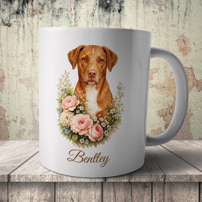 Vizsla Blommig Porträtt Kaffemugg (Skapare uppladdad)