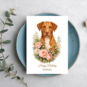 Vizsla Blommig Porträtt Kort
