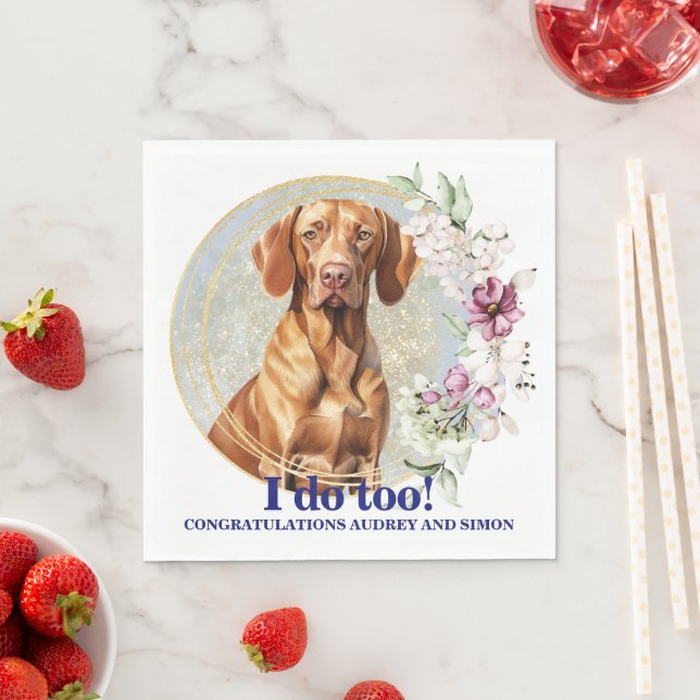 Vizsla Bröllop Napkins with Hundar Photo Pappersservett (Insitu)