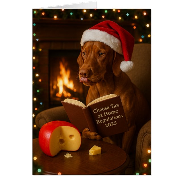 Vizsla 'Cheese Tax' Christmas card Hälsningskort (Framsidan)