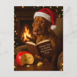 Vizsla 'Cheese Tax' Christmas postcard Vykort