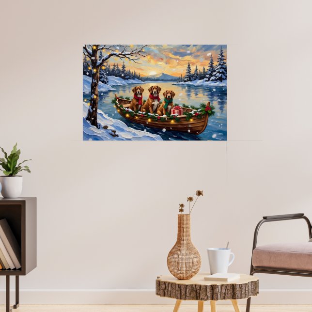 Vizsla Christmas Boat Holiday Poster (Vardagsrum 3)