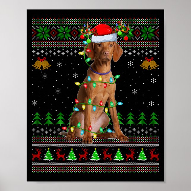 Vizsla Dog Ugly Christmas Sweaters Holiday Santa X Poster (Framsidan)