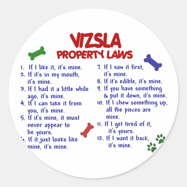 VIZSLA Egendom LAGSTIFTNING 2 Runt Klistermärke (Framsida)