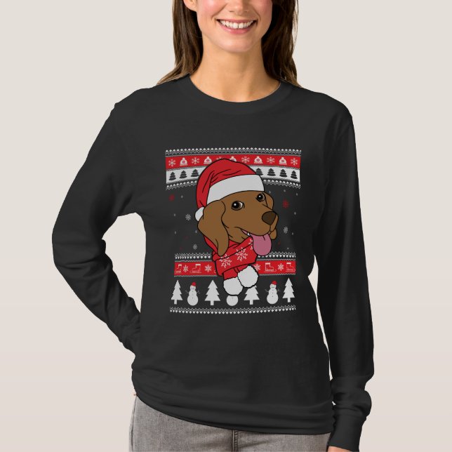 Vizsla God jul T Shirt (Framsida)