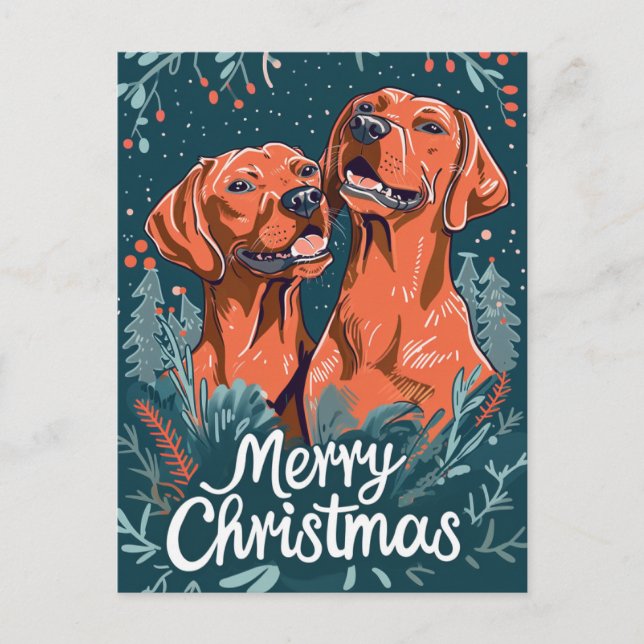 Vizsla God jul Vykort (Framsida)