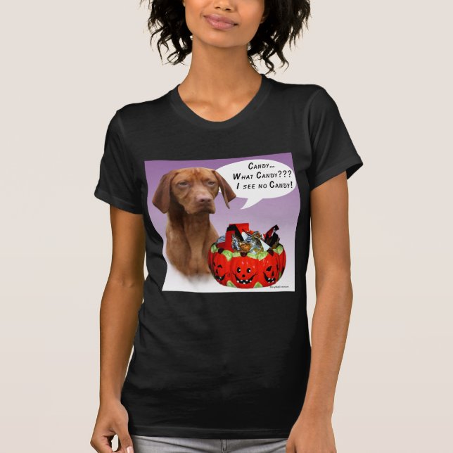 Vizsla Halloween Candy Tee Shirt (Framsida)