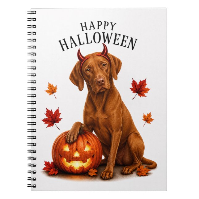 Vizsla Halloween Djävulshund Anteckningsbok (Framsidan)