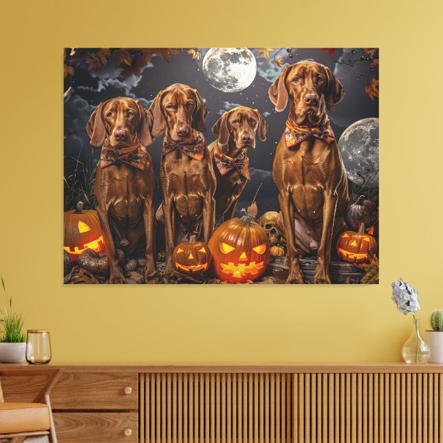 Vizsla Halloween Kuslig Canvastryck (Insitu (Vardagsrum))