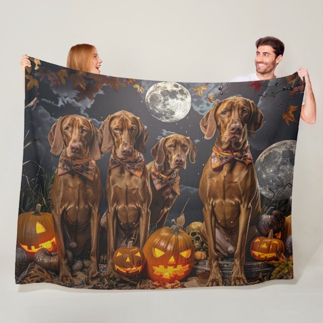 Vizsla Halloween Kuslig Fleecefilt (På plats)