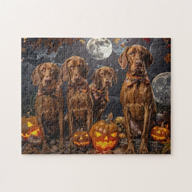 Vizsla Halloween Kuslig Pussel (Horisontell)
