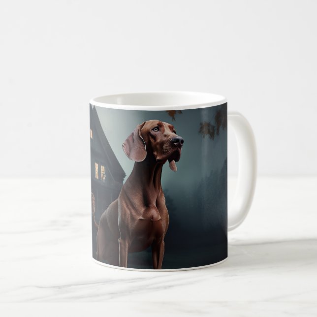 Vizsla Halloween Scary Kaffemugg (Framsida höger)