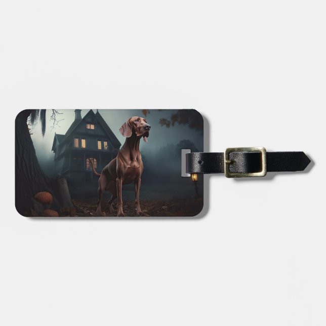 Vizsla Halloween Skräckinjagande Bagagebricka (Horisontell Framsida)