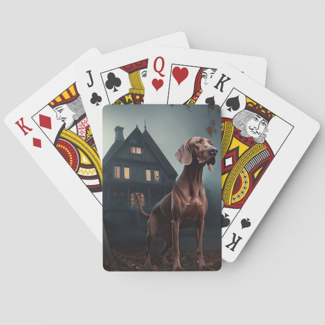 Vizsla Halloween Skräckinjagande Casinokort (Baksidan)