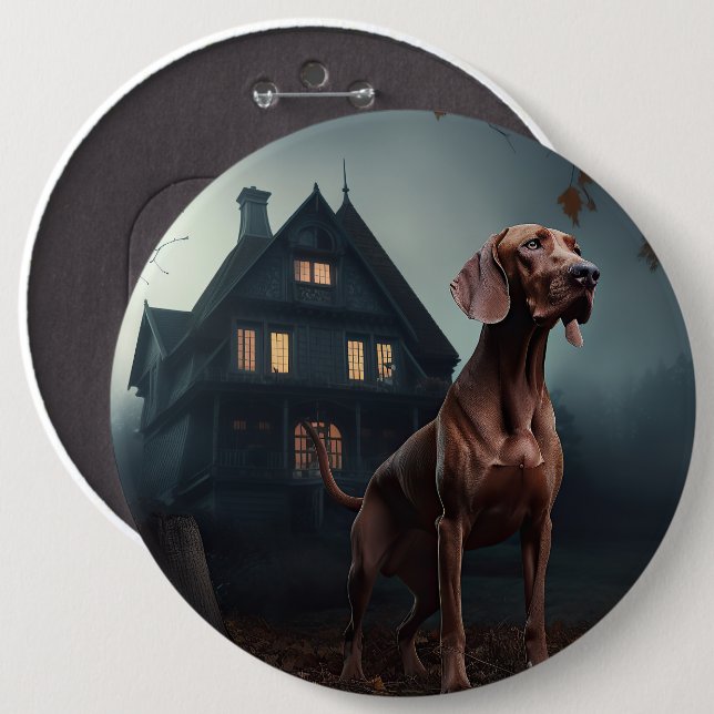 Vizsla Halloween Skräckinjagande Knapp (Framsida & baksida)