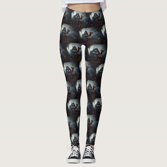 Vizsla Halloween Skräcklig Leggings (Framsida)
