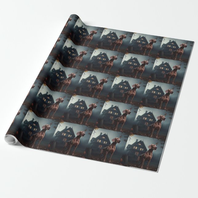 Vizsla Halloween Skräcklig Presentpapper (Utrullad)