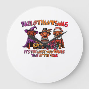 Vizsla Halloween Thanksgiving Christmas Classic T- Stor Klocka