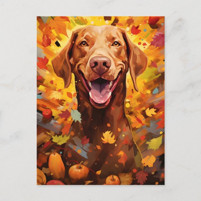 Vizsla Höst Tacksgiving  Vykort (Framsida)