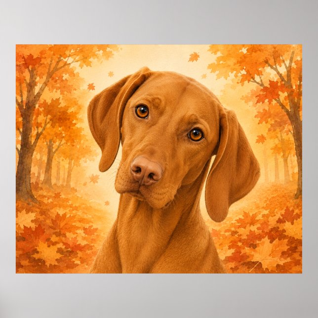 Vizsla Höstskogs Hund Poster (Framsidan)