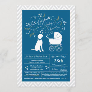 Vizsla Hund Baby Shower Boy Blue Inbjudningar