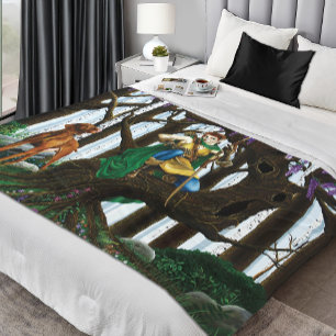 Vizsla Hund Elf Forest Fleecefilt
