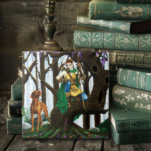 Vizsla Hund Elf Forest Kakelplatta