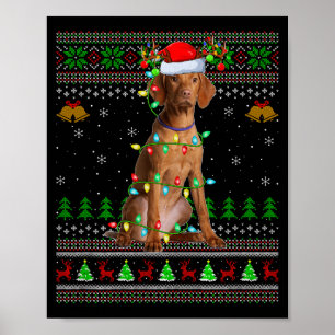 Vizsla Hund Fula Jultröjor Holiday Santa X Poster