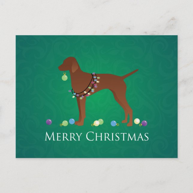 Vizsla Hund God jul Design Helg Vykort (Framsida)