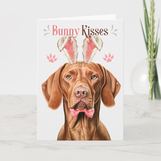 Vizsla Hund i Bunny Öron för Påsk Helgkort (Framsida)