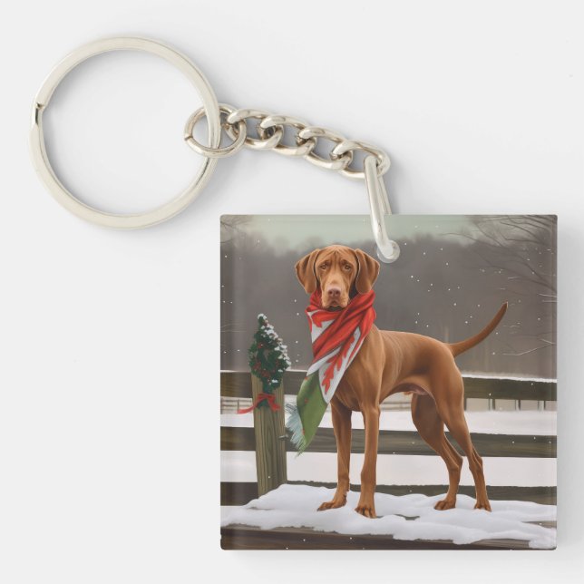 Vizsla Hund i Snö jul (Framsidan)