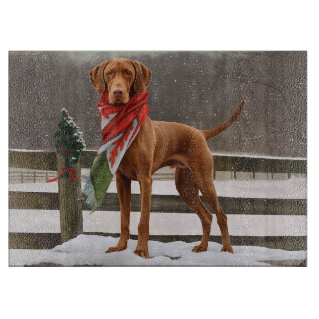 Vizsla Hund i Snö jul (Framsidan)