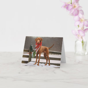 Vizsla Hund i Snö jul Kort