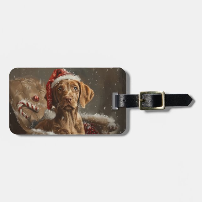 Vizsla Hund jul Festive Bagagebricka (Horisontell Framsida)