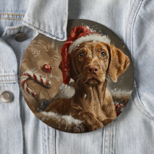 Vizsla Hund Jul Festlig Knapp