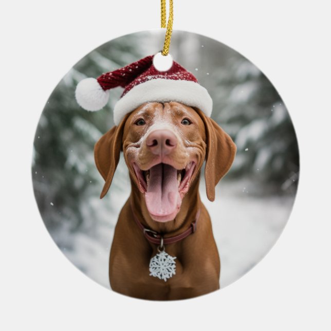 Vizsla Hund jul Keepsaké Julgransprydnad Keramik (Framsidan)