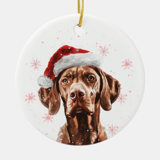 Vizsla Hund Jul Personlig Julgransprydnad Keramik (Framsidan)