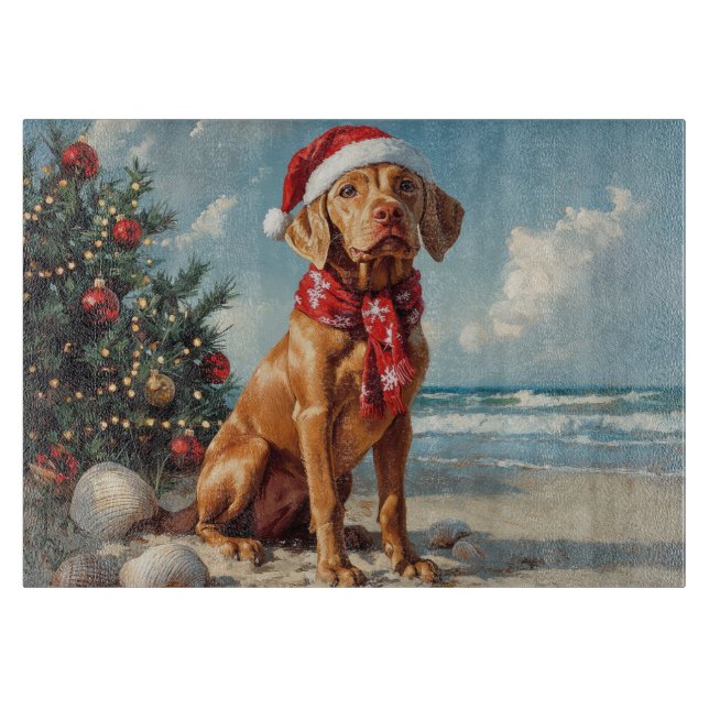 Vizsla Hund Jul Vintage Strand (Framsidan)