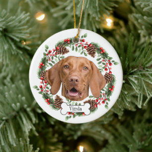 vizsla hund julgransprydnad keramik