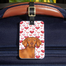 Vizsla Hund Kärlek Med Rött Och Rosa Hjärtmönster