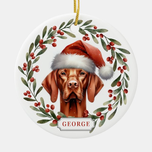 Vizsla Hund Keramisk Cirkulär Ornament (Framsidan)