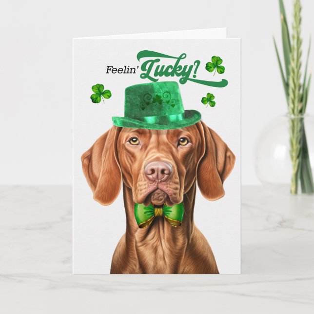 Vizsla Hund Lucky St patrick's day Helgkort (Framsida)