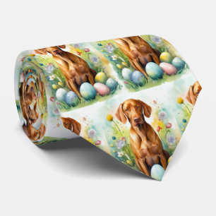 Vizsla Hund med Påskägg Helgdag Slips