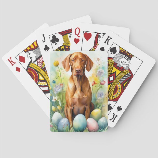 Vizsla Hund med Påskägg Semester  Casinokort (Baksidan)