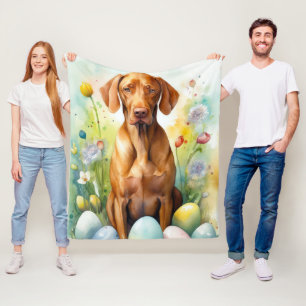 Vizsla Hund med Påskägg Semester Fleecefilt