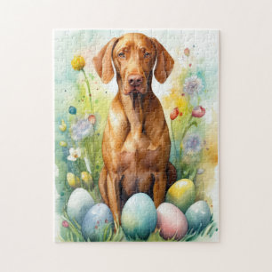 Vizsla Hund med Påskägg Semester  Pussel