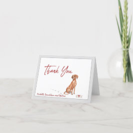 Vizsla Hund Personlig & Bone Red Ribbon Tack Kort