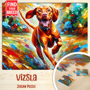 Vizsla Hund Porträtt Akryl Konsttryck Hundälskare Pussel